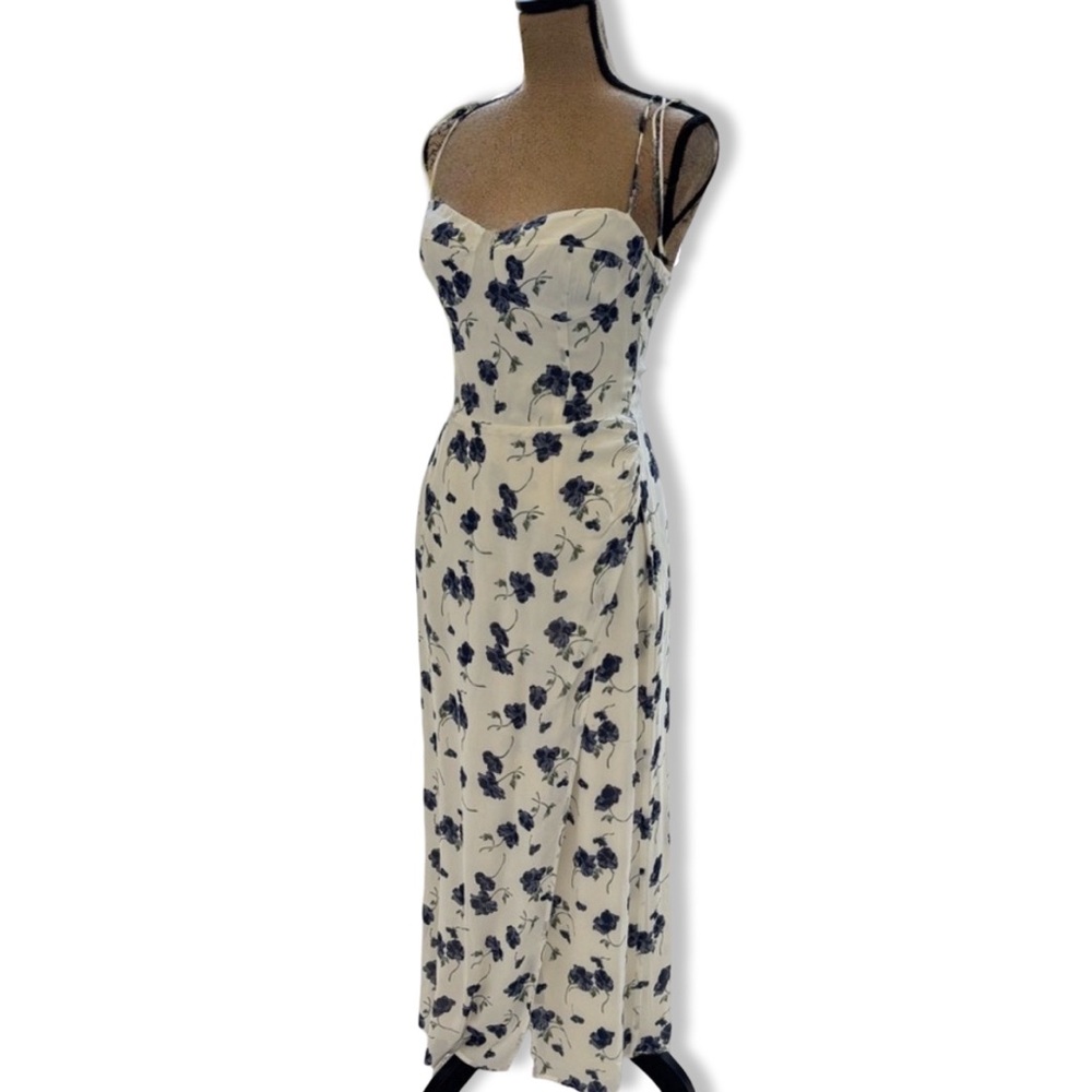 Reformation White and Blue Floral Midi Dress - Picture 3 of 16